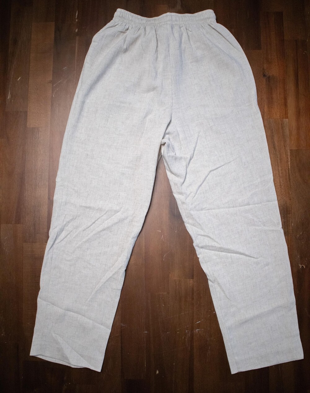 Alfred Dunner Pants Womens Small Gray Elastic Drawstring Straight Leg Linen Look